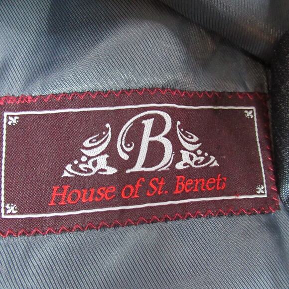 House Of St Benets Blazer Mens 38S/31W Blue Gray 2 Button Slim Coat Suit Jacket - Picture 12 of 14